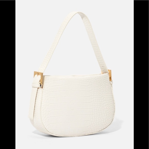 NWT JustFab Faux Croc Shoulder Bag in White - Picture 7 of 12